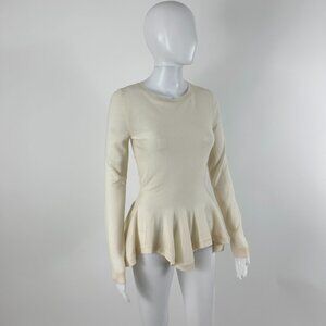Alexander McQueen Women's Top Cream Long Sleeve Peplum Beige 1005282
